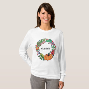 T-shirt Aquarelle Belle couronne Citrouille avec feuille