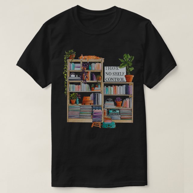 T-shirt Aquarelle bibliothèque Je n'ai pas de contrôle d'é (Design devant)
