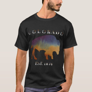 T-shirt Aquarelle Bison de bison de bison Colorado 1876