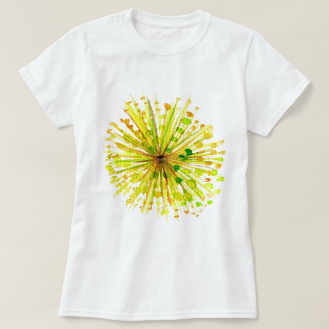 T-shirt Aquarelle blanche fleur sauvage jaune (Design devant)