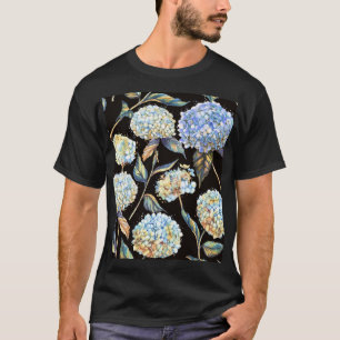 T-shirt Aquarelle Blue Hydrangea : Motif foncé sans couleu