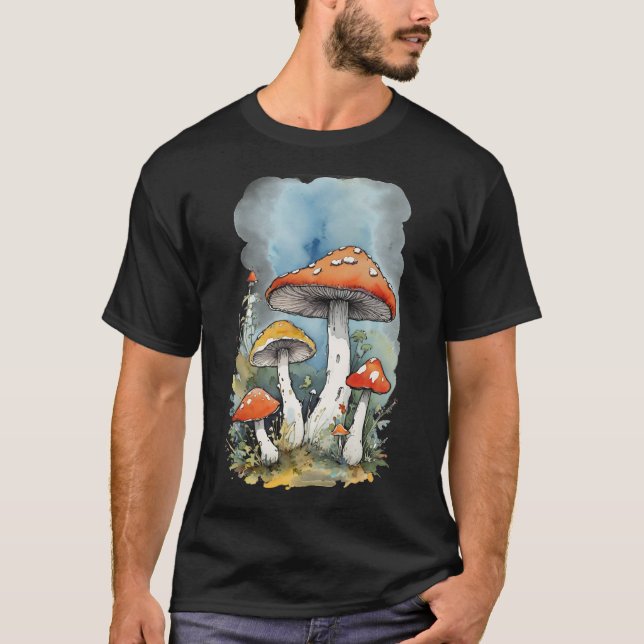 T-shirt Aquarelle Champignons Toadstools (Devant)