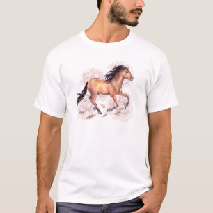 T-shirt Aquarelle Cheval Wild Avec Fleurs Boho Arrière - p