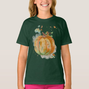 T-shirt Aquarelle Citrouille peinte à la main