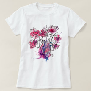 T-shirt Aquarelle Coeur Magnolia