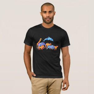 T-shirt Aquarelle colorée du troupeau d'animaux sauvages