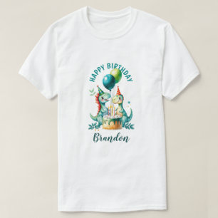 T-shirt Aquarelle Colorée Trex Dinosaur 1er anniversaire