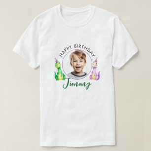 T-shirt Aquarelle Colorée Trex Enfants Photo Anniversaire