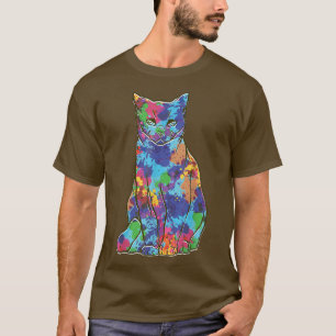 T-shirt Aquarelle cool Chat à thème coloré Art Style Kitt