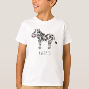 T-shirt Aquarelle Cool du garçon Zebra Safari sous son no