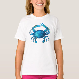 T-shirt Aquarelle Crabe Bleu Graphique – Vie Marine Côtièr