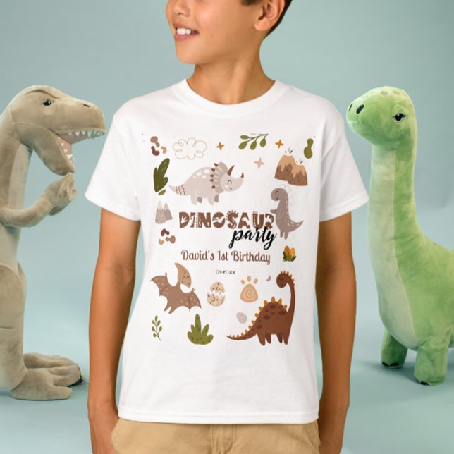 T-shirt Aquarelle Cute Neutral Dinosaur fête Anniversaire (Créateur téléchargé)