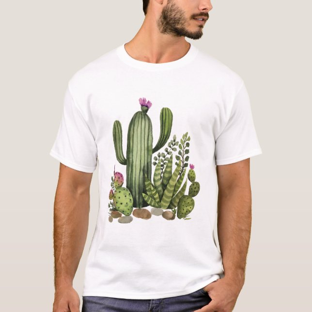 T-shirt Aquarelle de Cactus (Devant)