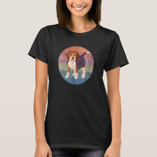 T-shirt Aquarelle de chien beagle sur le coucher de soleil