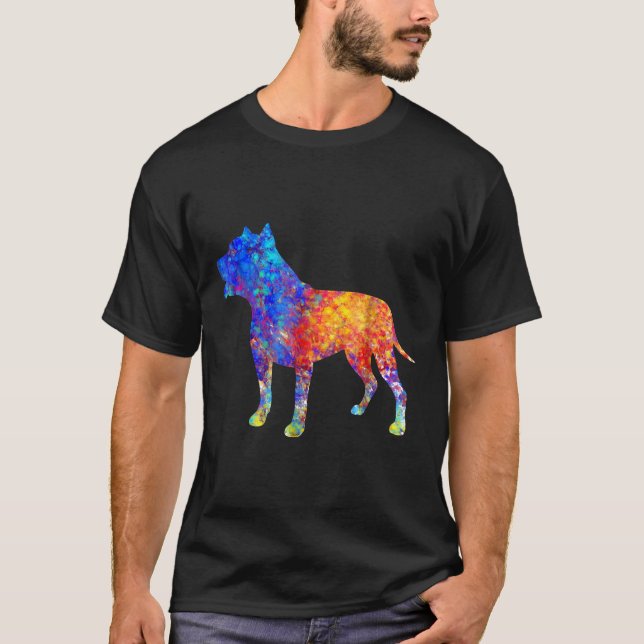 T-shirt Aquarelle de Chien Pit (Devant)