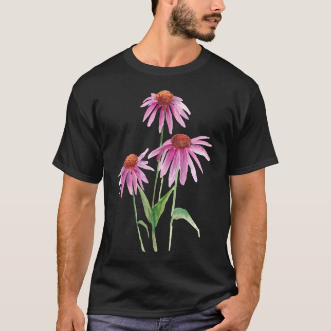 T-shirt Aquarelle de confleur rose (Devant)