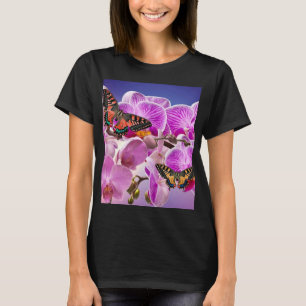 T-shirt Aquarelle de fleur d'orchidée rose violet