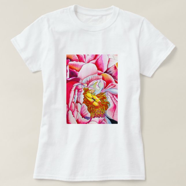 T-shirt Aquarelle de fleur rose (Design devant)