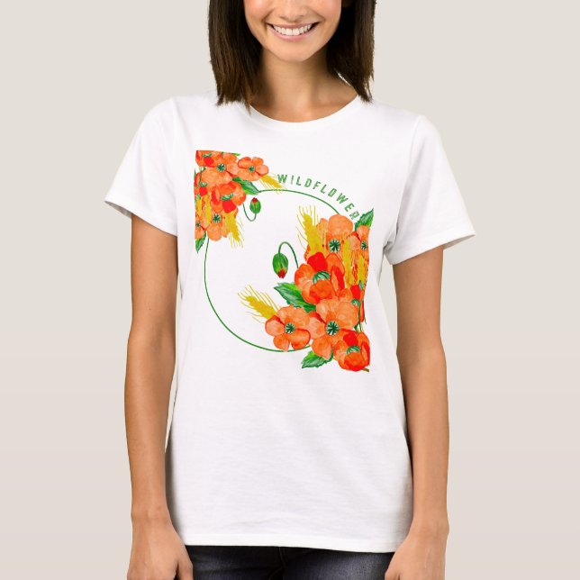 T-shirt Aquarelle de fleurs sauvages (Devant)