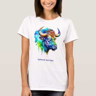 T-shirt Aquarelle de la goutte de peinture multicolore Buf
