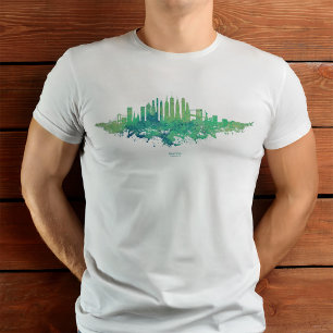 T-shirt Aquarelle de la skyline de New York en bleu et ver