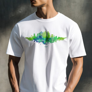 T-shirt Aquarelle de la skyline de New York en bleu et ver
