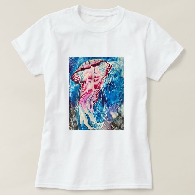 T-shirt Aquarelle de méduse art océanique (Design devant)