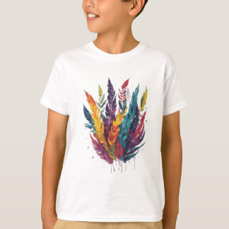 T-shirt Aquarelle de plumes colorées