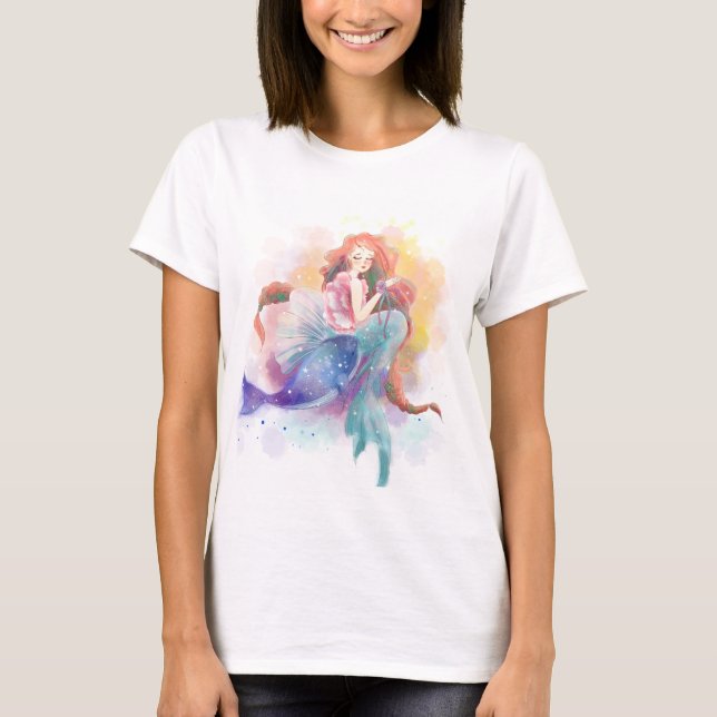T-shirt aquarelle de sirène (Devant)