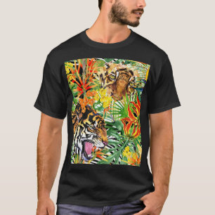 T-shirt Aquarelle de tigre tropical Motif de jungle