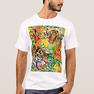 T-shirt Aquarelle de tigre tropical Motif de jungle