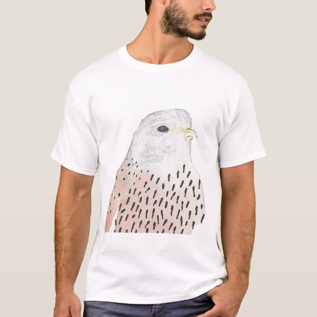 T-shirt Aquarelle d'oiseau artistique Kestrel (Devant)