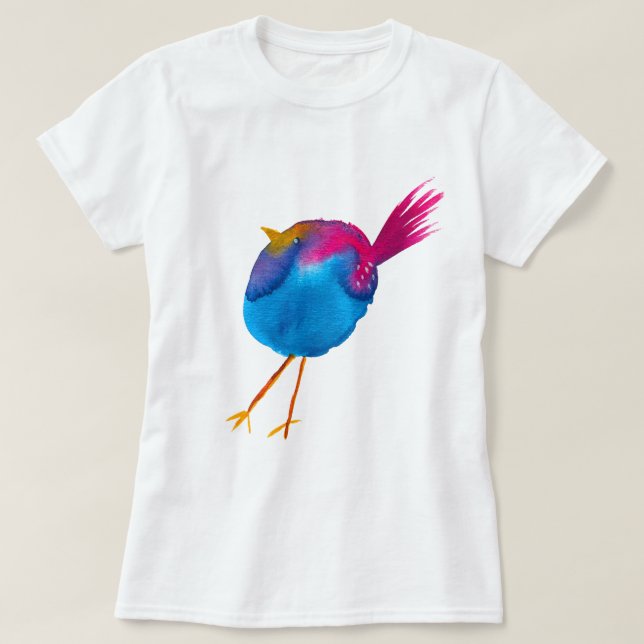 T-shirt Aquarelle d'oiseau bleu (Design devant)