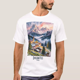 T-shirt Aquarelle Dolomites Italie Alpes Montagnes Sur mes