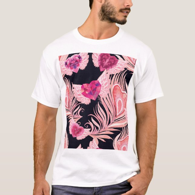 T-shirt Aquarelle douce et transparente Motif de Valentine (Devant)