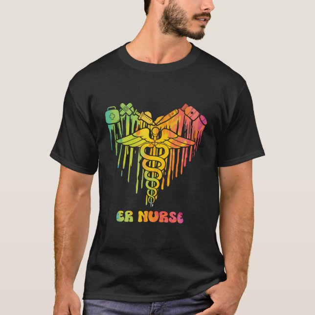 T-shirt Aquarelle du coeur en goutte Er infirmière salle d (Devant)