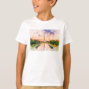 T-shirt Aquarelle du Washington Monument au coucher du sol