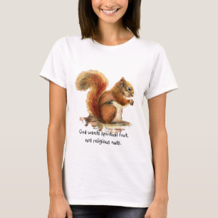 T-shirt Aquarelle écureuil rouge, Citation drôle
