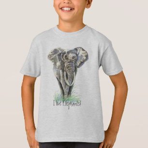 T-shirt Aquarelle Eléphant Africain Animal Nature Art