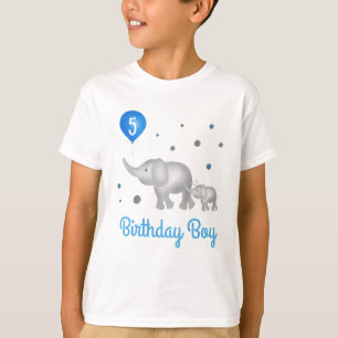 T-shirt Aquarelle Eléphants Bleu Ballons d'anniversaire ga
