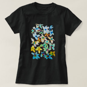 T-shirt Aquarelle fleurs bleues blanches