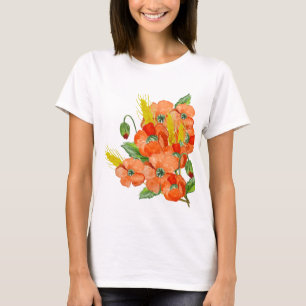 T-shirt Aquarelle fleurs de coquelicot mignonnes
