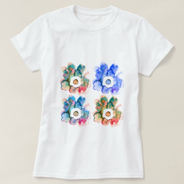 T-shirt Aquarelle florale dessinée main art abstrait T-shi (Design devant)