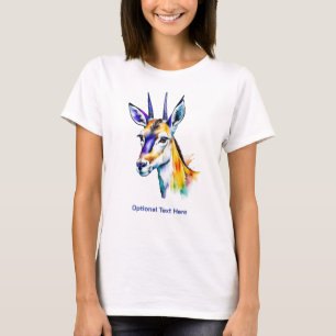 T-shirt Aquarelle Gazelle multicolore de la goutte de pein