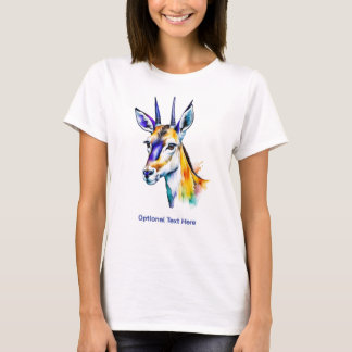 T-shirt Aquarelle Gazelle multicolore de la goutte de pein