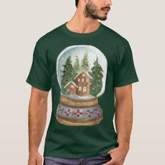 T-shirt Aquarelle Globe des neiges Père Noël