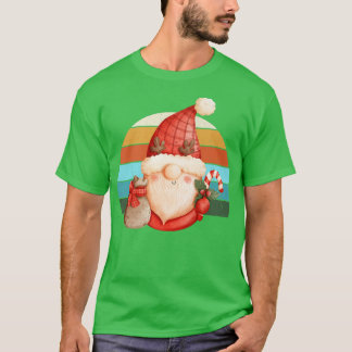 T-shirt Aquarelle Gnome Père Noël Noël Arbre Lumière Noël