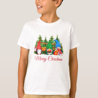 Aquarelle Gnomes Rouge Joyeux Noël Garçon