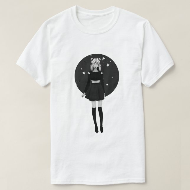 T-shirt Aquarelle gothique de lune de marin (Design devant)