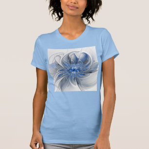 T-shirt Aquarelle gris bleu Abstrait Fractal Art Flower